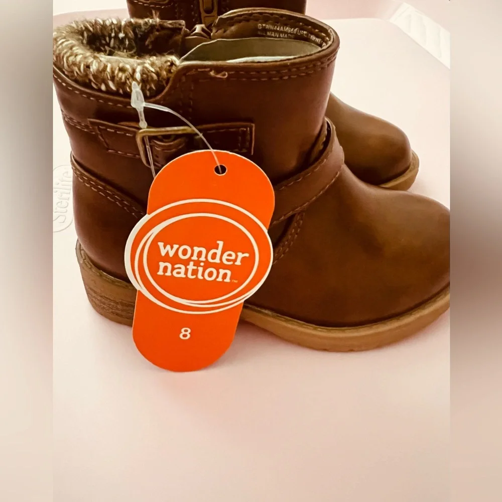 Wonder Nation Brown Boots with Buckle Detail New size 8 - Picture 5 of 7
